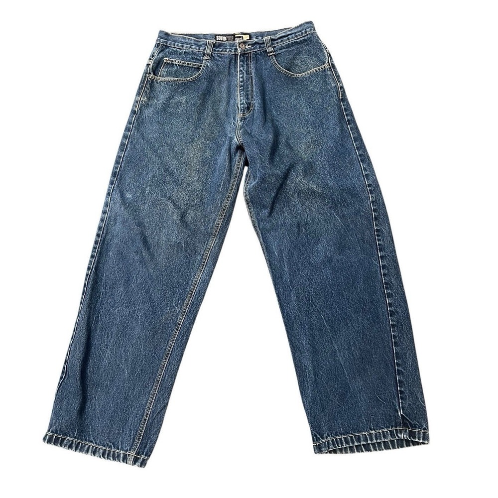 SouthPole Y2K Baggy Wide Leg  Skater Blue Jeans RN82628 Gold Tab 36 (34X29)